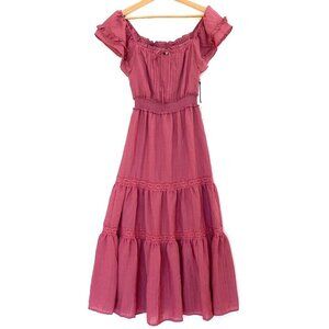 NWT Mila Mae Mulberry Tiered Smocked Midi Dress XS